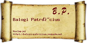 Balogi Patrícius névjegykártya